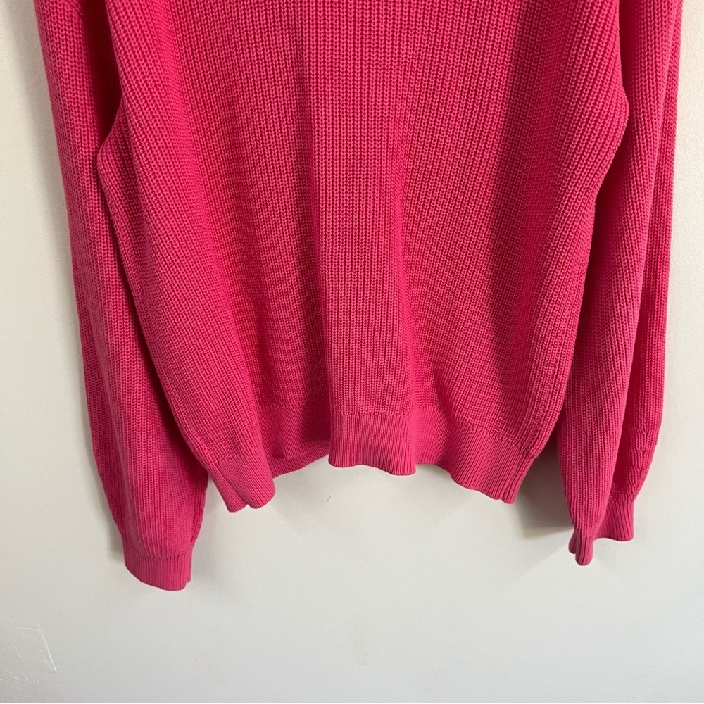 Talbots Pink Pima Shaker Stitch Bishop Sleeve Cardigan - Picture 8 of 10
